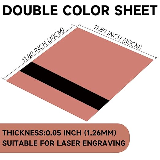 5PCS Laser Engraving Double Color ABS Plastic Sheet,Two-Tone Laserable Engraving Plastic Sheets for Name Badge,Office Label,Laser Product,Size 11.73" x 11.73",Brushed Rose Golden/Black