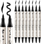 TRANSON 8 Pack Black Brush and Bold Dual-tip Acrylic Paint Marker for DIY Glass Canvas Wood Leather Ceramic Rock Painting