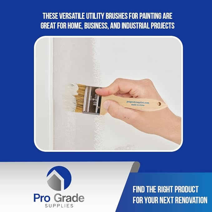Pro Grade - Chip Brush – Paint Brush Set – 24 Pack - Natural China Bristle Paintbrush Set for Art, Craft, Epoxy, Varnish, Resin, Stain, Glue, Gesso, Primer, Acrylic and Oil Paint