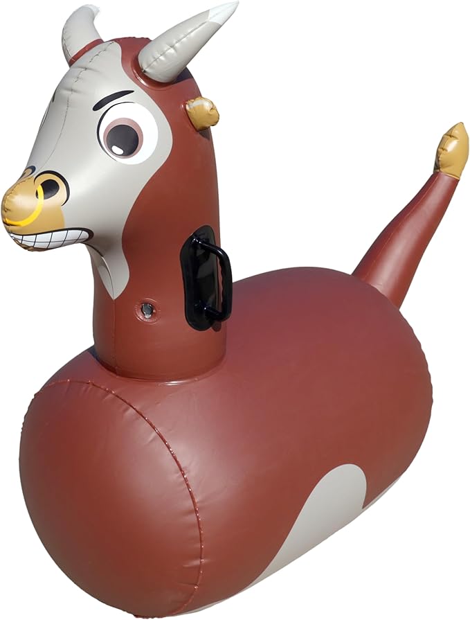 Hearthsong Hop N Go Inflatable Bull Riding Bouncy Hopping Toys for Kids Ages 5+ - Ride On Bouncer Animal Hopper Jumping Toys for Outdoor Games (2 Pack)
