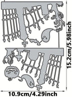 Lapoo Halloween Metal Cutting Die for Scrapbooking, 3D Backgrounds Frame New Cutting Dies DIY Album Card Making Decor Paper Metal Die Cuts Party Wedding Decorations (Cemetery Fence 6 x 4.3 in)
