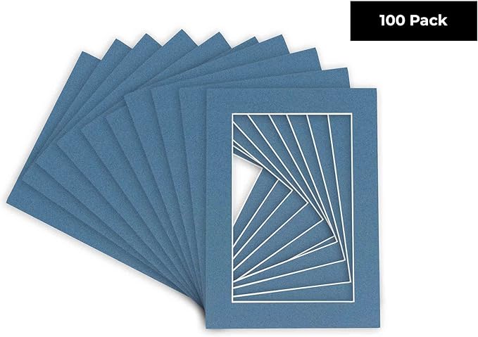 11x14 Mat for 8.5x11 Photo - Precut Steel Blue Picture Matboard for Frames Measuring 11 x 14 Inches - Bevel Cut Matte to Display Art Measuring 8.5 x 11 Inches - Acid Free Pack of 100 MATS
