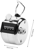 2 Pack Metal Hand Counter Four-Digit Counter with Nylon Lanyard Silver Counter Click Counter Handheld Click Counter Digital Counting
