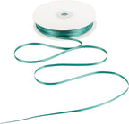 HUIHUANG Teal Green 1/8" Solid Color Thin Satin Ribbon 1/8 inch x 100 Yards for Crafts, Thin Green Ribbon for Gift Tags, Invitation Card, Gift Wrapping, Holiday Party Decor, Christmas Ornaments