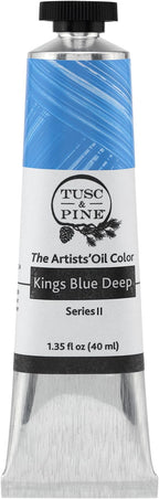 Tusc & Pine Artist Oil Paint - Kings Blue Deep, 40 ml, Non-Yellowing, Rich & Creamy Consistency, Maximum Pigment Load, Small Batch Milled Oil Paints Made in the USA for Professional Artists
