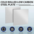 1 Pcs 16 Gauge 8 x 8 Inch Metal Steel Sheet Steel Plate Mild Carbon Cold Rolled Square Weldable Metal Panels for Outside Industrial DIY Use Projects Weld Accessories