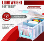 ArtBin 6925AA Semi Satchel with Removable Dividers, Portable Art & Craft Organizer with Handle, [1] Plastic Storage Case, Clear with Aqua Accents