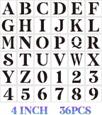 Letter Stencils for Painting On Wood,4 inch Alphabet Stencils Letter Number Stencil Templates for Wall Signs Door Fabric