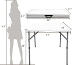 34" Fold in Half Square Folding Table, Plastic Square Card Table, Game for Puzzles Crafting Fold in Half Camping Table Utility use for Indoor Outdoor Picnic Party