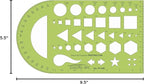 Pacific Arc - General Purpose Template with Protractor - Drawing Aid Stencil for Professional or School Work - Size 5.5" x 9.5"