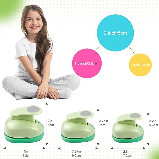 UCEC Circle Punch, 2+1.5+1 Inch Paper Punch, 3 Pcs Paper Punches for Crafting, Round Hole Punch, Circle Cutter for Scrapbook, Cards, DIY Albums Photos