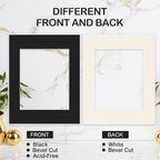 Prudiut 15 Pack 11x14 Black Picture Mats, Frame Mattes for 8 x10 Pictures Display Photo Frame Mat Core Bevel Cut Mat Board Show Kit for Photos, Prints, Artworks