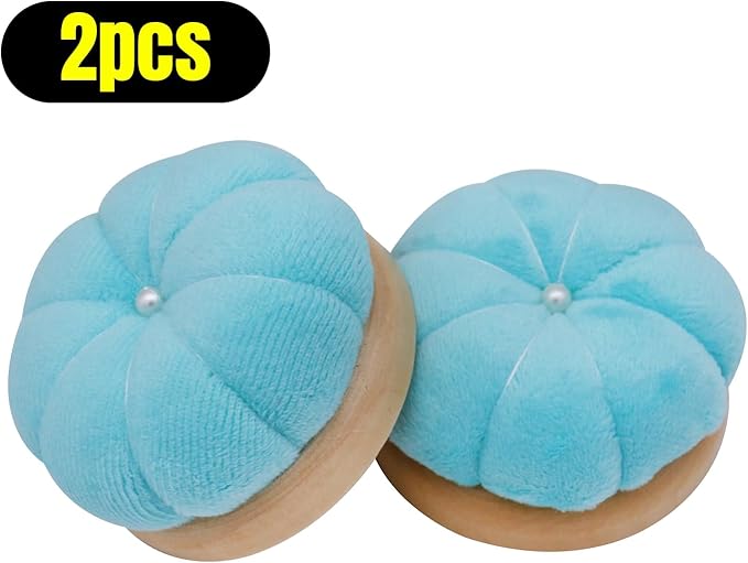 Uxney Pin Cushion,Wooden Sewing Pin Cushion Pincushion Needle Cushion for Sewing Quilting Needlework DIY Crafts(Moon Green,2 PCS)