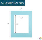 Mat Board Center, Pack of 10, 11x14 for 8x10 Deep Blue Color Mats - Acid Free, 4-ply Thickness, White Core - for Pictures, Photos, Framing