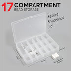 3PACK Embroidery Floss Organizer Box with 50 Cardboard Bobbins - 17 Compartments Clear embroidery thread and Beads organizer box, Snap-Tight Clear Sewing Organizer - Jewelry Bead Holder (Made in USA)