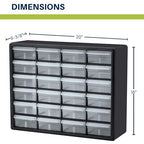 Akro-Mils 24-Drawer Plastic Drawer Storage Cabinet for Garage Organization, Bead Organizer, Building Bricks Storage, Teacher Toolbox, Makeup Organizer, 20-Inch W x 6-Inch D x 16-Inch H, 10124 Yellow