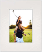 8x10 Mat Bevel Cut for 5x8 Photos - Acid Free Golf Ball Texture Precut Matboard With Backing Board and Crystal Clear, Self Seal Photo Mat Bag - For Pictures, Photos, Framing - 4-ply Thickness