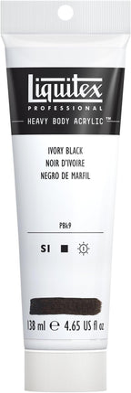 Liquitex Professional Heavy Body Acrylic Paint, 4.65-oz (138ml) Tube, Ivory Black