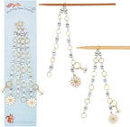 NBEADS 2 Pcs Flower and Bee Knitting Row Counter Chains, Number Beads Acrylic Stitch Markers Row Counting Accessories for Knitting Crochet Tracking Project Progress