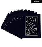 Pack of Ten Acid Free 8.5x11 Mats Bevel Cut for 7x9 Photos - Navy Suede Precut Matboards With Backing Boards and Self Seal Photo Mat Bags For Pictures, Photos, Framing - 4-ply Thickness