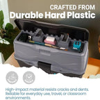 ArtBin 3-Tray Art Supply Box Versatile Organizer for Brushes, Paints, Stamps, and More - Durable Hard Plastic, Secure Closure, Portable with Top Trays and Dividers