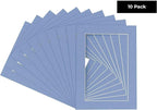 Pack of Ten Acid Free 8.5x11 Mats Bevel Cut for 7x9 Photos - Brittany Blue Precut Matboards with Backing Boards and Self Seal Photo Mat Bags for Pictures, Photos, Framing - 4-ply Thickness