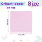 DMiotech 50 Sheets 3.9x3.9 Inch Origami Paper Large, 7 Colors Pink Square Origami Paper Easy Fold Double Sided Colored Paper for DIY Arts and Crafts