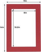 11x14 Mat for 8.5x11 Photo - Precut Deep Red Picture Matboard for Frames Measuring 11 x 14 Inches - Bevel Cut Matte to Display Art Measuring 8.5 x 11 Inches - Acid Free Pack of TEN MATS