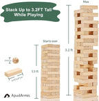 ApudArmis 54 PCS Tumble Timber Set [Up to 3.2FT], Pine Wooden Tumble Tower Game with Dice and Scoreboard Set - Classic Block Stacking Board Game for Teens Adults