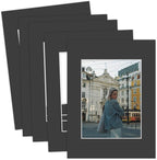 MBC Mat Board Center, 5 Pack 12x16 for 8.5x11 Black Picture Mats Frame Mattes, Bevel Cut, Acid Free, 4-ply Thickness