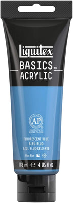 Liquitex BASICS Acrylic Paint, 118ml (4-oz) Tube, Fluorescent Blue