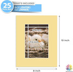 Mat Board Center, Pack of 25, 8x10 for 5x7 Mixed Color Mats - Acid Free, 4-ply Thickness, White Core - for Pictures, Photos, Framing