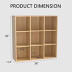 Wooden 9 Cube Storage Organizer with Closed Back Panel, Cube Shelf Heavy Duty Cubby Storage Organizer with Compartments for Living,Display Shelf,Bookshelf,Storage Furniture (Oak, 9-Cube)