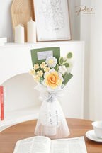 Hand-Woven Flower Bouquet Finished（1pcs） for Valentine's Day Girlfriend Birthday Gift Wedding Decoration Crochet Artificial Flower, Bouquet Gift (Yellow)
