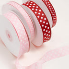 Polka Dot Grosgrain Ribbon 5/8 Inch, 25 Yards Spool Pink and White Dot Craft Ribbon for Christmas Gift Wrapping DIY Crafts Hair Bows Wedding Party Decor Sewing and Home Decoration