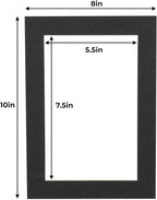 6x8 Mat for 8x10 Frame - Precut Mat Board Acid-Free Textured Black 6x8 Photo Matte for a 8x10 Picture Frame, Premium Matboard for Family Photos, Show Kits, Art, Picture Framing, Pack of 25 Mats