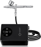 RDSWA Airbrush Kit with Air Compressor Machine,Aerografo,12-Gear Touch Sensing,51psi High Pressure Air Brush Sets,Dual-Action Spray Gun Set,Ideal for Painting,Cake,Makeup,Nails,Model,Tanning,Barber