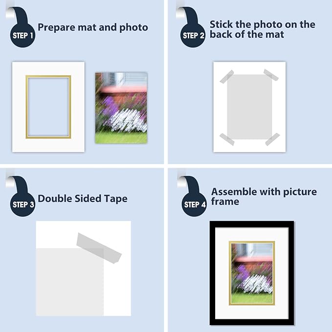 Mat Board Center, Double Mat - Acid Free, 8-ply Thickness, White Core - for Pictures, Photos, Framing (Off White Over Gold, 8x10 for 5x7, Pack of 5)