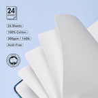 Lightwish Square Watercolor Journal,100% Cotton,300gsm/140lb,Acid-Free,24 Sheets Cold Press Watecolor Sketchbook for Artists Adults Students,6.29 * 6.29 Inches(Blue Starry Sky)