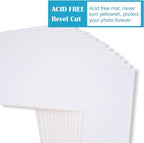 Egofine 8x10 White Picture Mats Pack of 25, Frame Mattes for 5x7 Pictures, Acid Free, 1.2mm Thickness, with Core Bevel Cut
