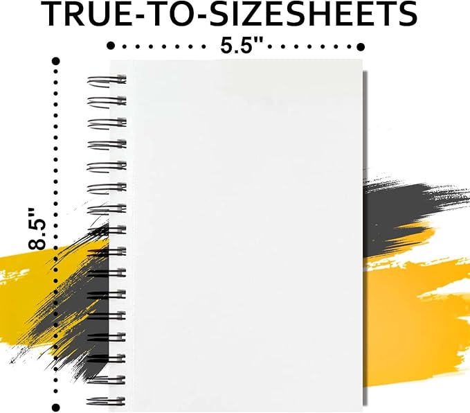 JOY SPOT! 5.5x8.5 Inch Sketch Book, Pack of 2, 200 Sheets (68 lb/100gsm), Spiral Bound Artist Sketch Pad for Artist Pro & Amateurs | Marker Art, Colored Pencil, Charcoal for Sketching