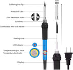Electric Sodering Iron Kit set 110V 60W Adjustable Temperature Soldering Iron Digital Multimeter 5pcs Soldering Tips Solder Wire Stand, Desoldering Pump Tweezers Welding Tool Screwdriver wire stripper