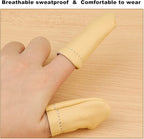 2 Pairs Leather Finger Protector Needle Felting Knitting Finger Thimble Guards Tools for Hand Craft Sewing Needlework Handmaking(Random Color)