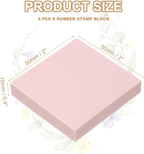 PATIKIL 4Pcs 2X2" Rubber Carving Blocks, Soft Linoleum Art Carving Block Square Crafts Stamp Making for Printmaking Stamps Carving Supplies, Pink