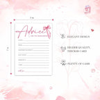 Wedding Shower Games Cards, Advice for The Newlyweds, Bridal Shower Games 25 Guests, Engagement Party Wedding Games for Guests, Pink Ribbon Bow Wedding Party Supplies - E01