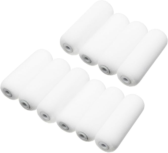 4 inch Paint Roller Covers,Foam Refill for Paint Rollers,Naps for Paint Roller Brush, Small Roller Nap with High Density Sponge Paint Roller Sleeve Replacements(10 Pieces)