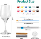 WJXCYGG 6 Sets Paint Your Own Wine Glass Set 6 Wine Glass 36 Glass Painting Acrylic Paint Strips 2 Glass Liner Pen 12 Markers with 12 Brushes and 6 Palette for Adults Lady Night Couple(High Feet)