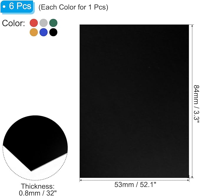 PATIKIL 3.3x2.1x1/32inch Anodized Aluminum Sheet Set, 6Pcs Metal Rectangle Aluminum Plate 0.8mm Thick Engraving Blanks for Laser Engraving DIY Decorative Crafting Home Decoration, Colored