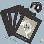 Mat Board Center, Pack of 25, 11x14 for 8x10 Black Mats - Acid Free, 4-ply Thickness, White Core - for Pictures, Photos, Framing
