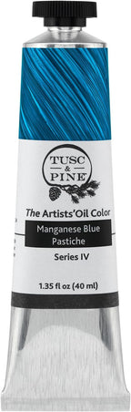 Tusc & Pine Artist Oil Paint - Manganese Blue Pastiche, 40 ml, Non-Yellowing, Rich & Creamy Consistency, Maximum Pigment Load, Small Batch Milled Oil Paints Made in the USA for Professional Artists